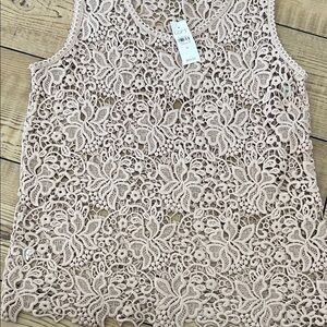LOFT Blush Floral Crochet Lace Tank